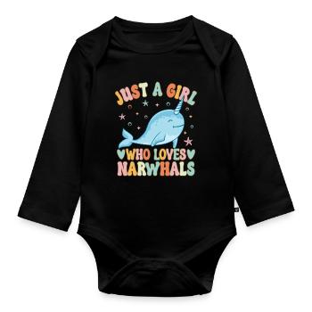Narval Fille Narval Amant - Body Bébé bio manches longues - noir - Devant