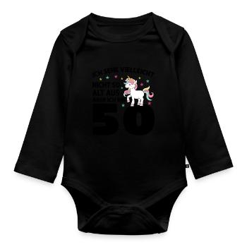 Geburtstag Geburtstagfeier fünfzig Jahre alt Gesch - Baby Bio-Langarm-Body - Schwarz - Vorne