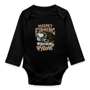 Magnetfischen Magnetangeln Metallfischen - Baby Bio-Langarm-Body - Schwarz - Vorne