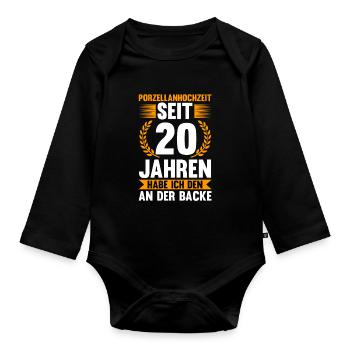 20 Jahre Ehe Ehefrau Ehepaar Geschenk - Baby Bio-Langarm-Body - Schwarz - Vorne