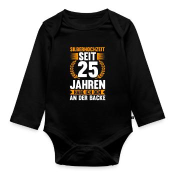 25 Jahre Ehe Ehefrau Ehepaar Geschenk - Baby Bio-Langarm-Body - Schwarz - Vorne