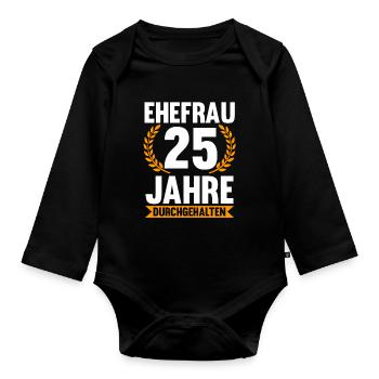 25 Jahre Ehe Ehefrau Silberhochzeit Geschenk - Baby Bio-Langarm-Body - Schwarz - Vorne