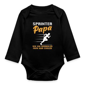 Cool Sprinter Papa Überholspur - Baby Bio-Langarm-Body - Schwarz - Vorne