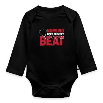 Nurse ECG - Organic Longsleeve Baby Bodysuit - black - Front