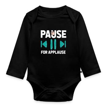 Gamer Gaming Game Pause - Organic Longsleeve Baby Bodysuit - black - Front