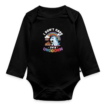 Licorne Soins Je suis une licorne - Body Bébé bio manches longues - noir - Devant