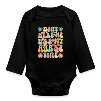 Groovy Nurse Life Nursing - Organic Longsleeve Baby Bodysuit - black - Front