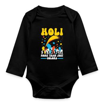 Happy Holi Grüße Hinduismus Indisches Fest - Baby Bio-Langarm-Body - Schwarz - Vorne
