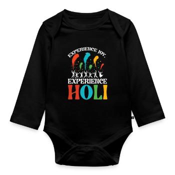 Happy Holi Grüße Hinduismus Indisches Fest - Baby Bio-Langarm-Body - Schwarz - Vorne