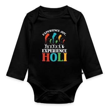 Happy Holi Grüße Hinduismus Indisches Fest - Baby Bio-Langarm-Body - Schwarz - Vorne