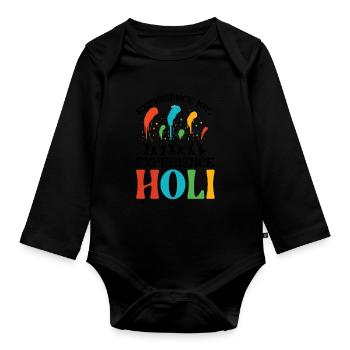 Joyeuse Holi Salutations Hindouisme Festival Indien - Body Bébé bio manches longues - noir - Devant