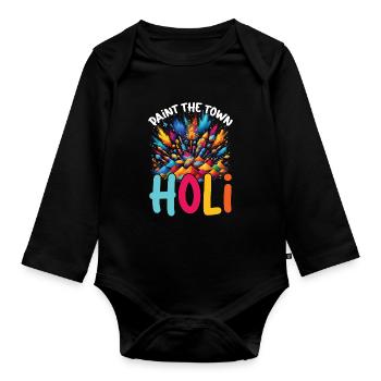 Happy Holi Grüße Hinduismus Indisches Fest - Baby Bio-Langarm-Body - Schwarz - Vorne