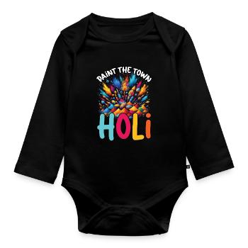 Happy Holi Grüße Hinduismus Indisches Fest - Baby Bio-Langarm-Body - Schwarz - Vorne