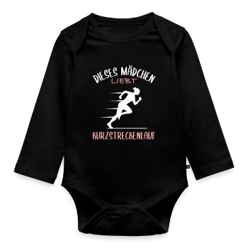 Sprintliebe – Für schnelle Mädchen - Baby Bio-Langarm-Body - Schwarz - Vorne