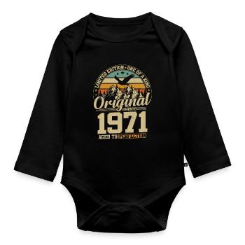 53 Year 1971 Birthday Gift Limited Edition - Organic Longsleeve Baby Bodysuit - black - Front