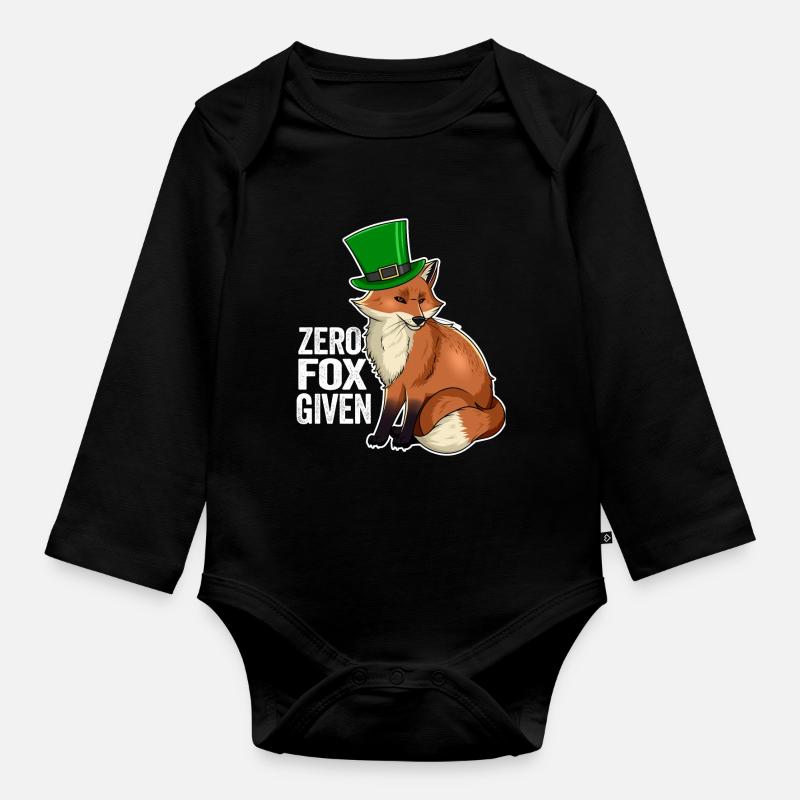 Zero Fox Given Pun Cute Kawaii Irish Fox - Organic Longsleeve Baby Bodysuit - black
