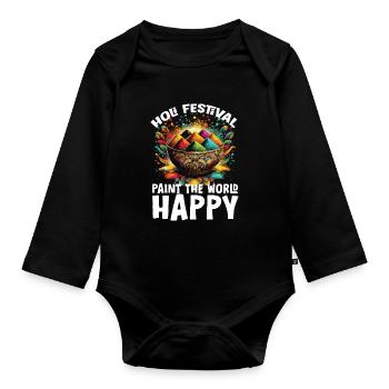 Happy Holi Grüße Hinduismus Indisches Fest - Baby Bio-Langarm-Body - Schwarz - Vorne
