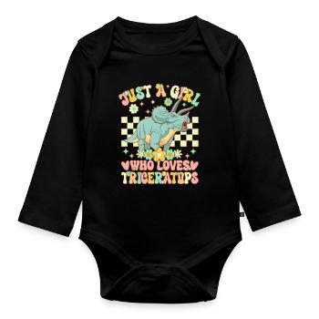 Dinosaure groovy - Body Bébé bio manches longues - noir - Devant
