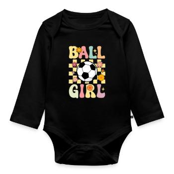 Groovy Volleyball Girl Female Volleyball Player - Organic Longsleeve Baby Bodysuit - black - Front