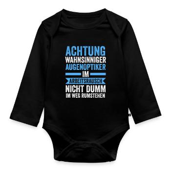 Optiker Beruf Sehschärfe Geschenk - Baby Bio-Langarm-Body - Schwarz - Vorne