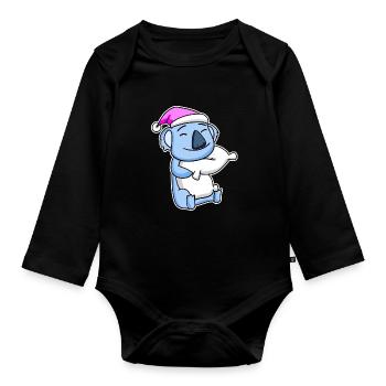 Koala Bear Tired Sleeping Sleeping Girl - Organic Longsleeve Baby Bodysuit - black - Front