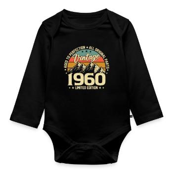 Zur Perfektion gereift 1960 64. Geburtstag Jahrgang - Baby Bio-Langarm-Body - Schwarz - Vorne