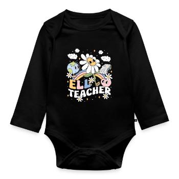 Professeur d’anglais Professeur d’anglais Professeur d’anglais ELL - Body Bébé bio manches longues - noir - Devant