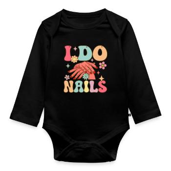 Groovy Nail Tech Nail Artist - Baby Bio-Langarm-Body - Schwarz - Vorne