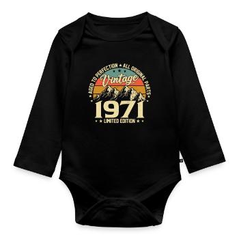 Zur Perfektion gereift 1971 53. Geburtstag Jahrgang - Baby Bio-Langarm-Body - Schwarz - Vorne