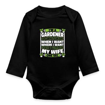 Hobby gardener garden - Organic Longsleeve Baby Bodysuit - black - Front
