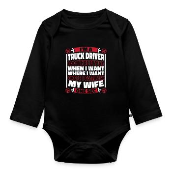 Truck Driver Trucker Truck Driver - Organic Longsleeve Baby Bodysuit - black - Front