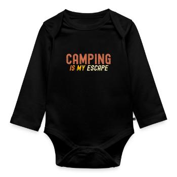 Camping Is My Escape - Organic Longsleeve Baby Bodysuit - black - Front