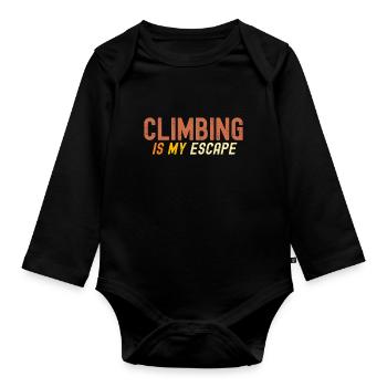 Klettern ist meine Flucht - Baby Bio-Langarm-Body - Schwarz - Vorne