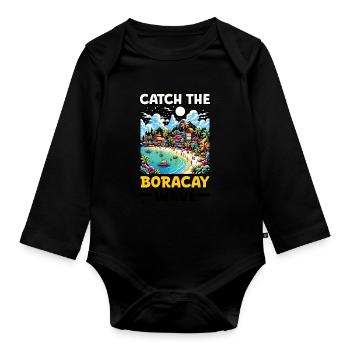 Boracay Philippinen Sommerurlaub Boaracay Beach - Baby Bio-Langarm-Body - Schwarz - Vorne