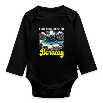 Boracay Philippinen Sommerurlaub Boaracay Beach - Baby Bio-Langarm-Body - Schwarz - Vorne