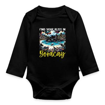 Boracay Philippinen Sommerurlaub Boaracay Beach - Baby Bio-Langarm-Body - Schwarz - Vorne