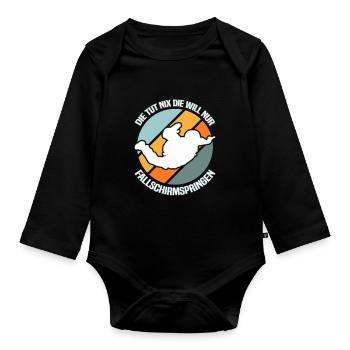 Fallschirmspringen Fallschirmspringer - Baby Bio-Langarm-Body - Schwarz - Vorne