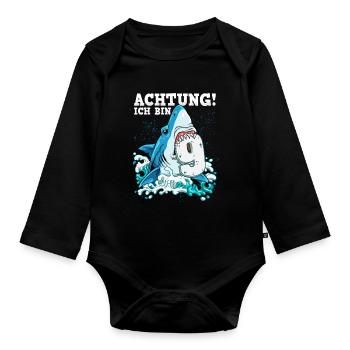 Requin de 9e anniversaire - Body Bébé bio manches longues - noir - Devant