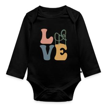 LOVE Roller Coaster Amusement Park - Organic Longsleeve Baby Bodysuit - black - Front