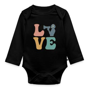 LOVE Stage Manager Musical Theater Stage Crew - Baby Bio-Langarm-Body - Schwarz - Vorne