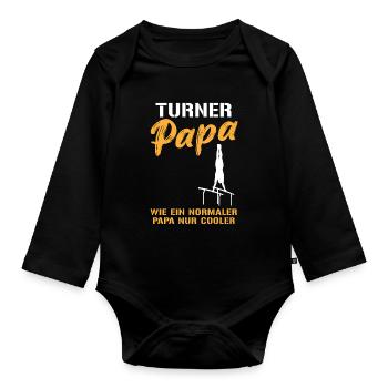 Turner Papa – Sportliche Coolness vereint - Baby Bio-Langarm-Body - Schwarz - Vorne