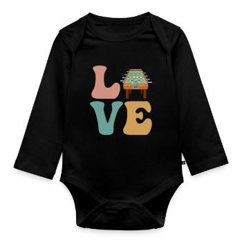 LOVE foosball table - Organic Longsleeve Baby Bodysuit - black - Front