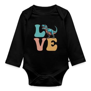 LOVE Trex Tyrannosaurus rex Dinosaure - Body Bébé bio manches longues - noir - Devant