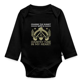 Comté Musique Vintage Amateur de musique Western Country C - Body Bébé bio manches longues - noir - Devant