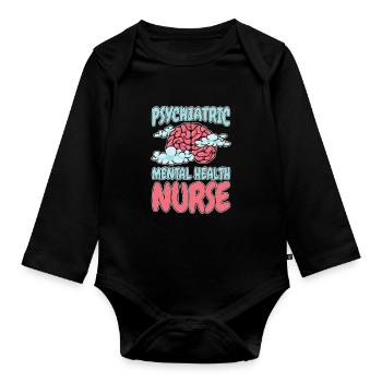 Krankenschwester Psychische Gesundheit - Baby Bio-Langarm-Body - Schwarz - Vorne