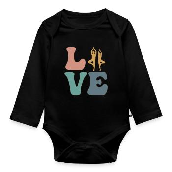 AMOUR Yoga Yogi - Body Bébé bio manches longues - noir - Devant