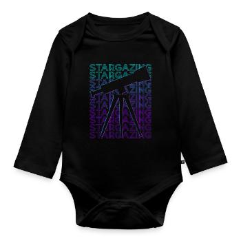 Sterndeutung Sterngucker Astronomie Sternbild Retr - Baby Bio-Langarm-Body - Schwarz - Vorne