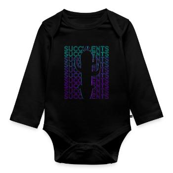 Succulent Cactus Plant Lover Retro - Organic Longsleeve Baby Bodysuit - black - Front