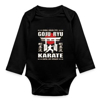 coole Goju Ryu Kampfsport Design mit Kanji - Baby Bio-Langarm-Body - Schwarz - Vorne