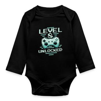 Gamer Gaming Level 8 Unlocked - Organic Longsleeve Baby Bodysuit - black - Front